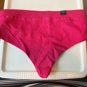 Torrid Curve Bright Pink Ribbed Knit Thong size 4